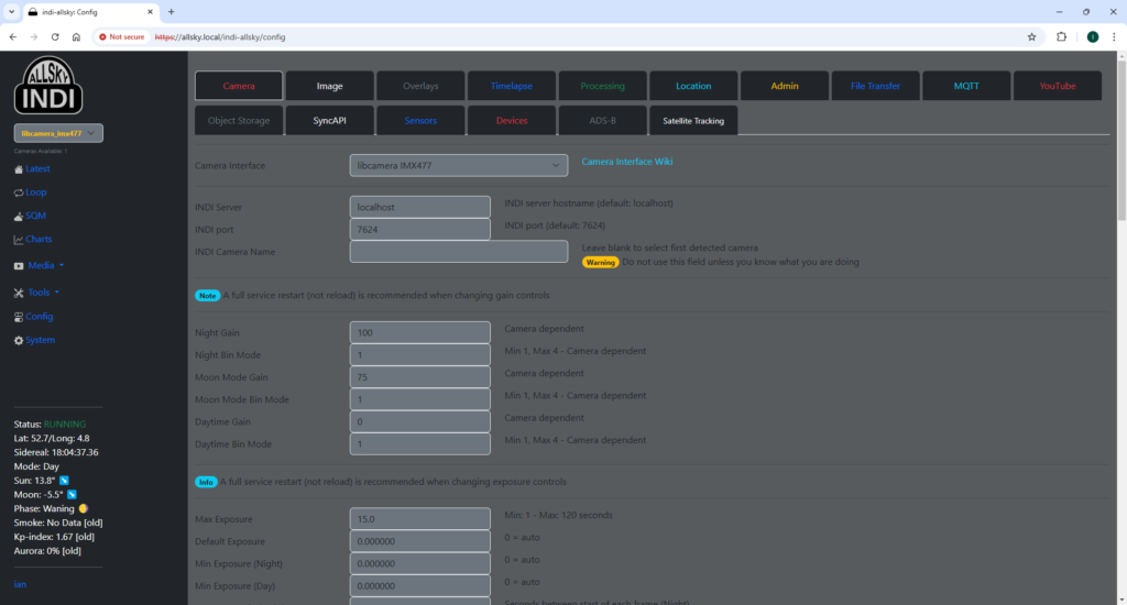 INDI-AllSky config page