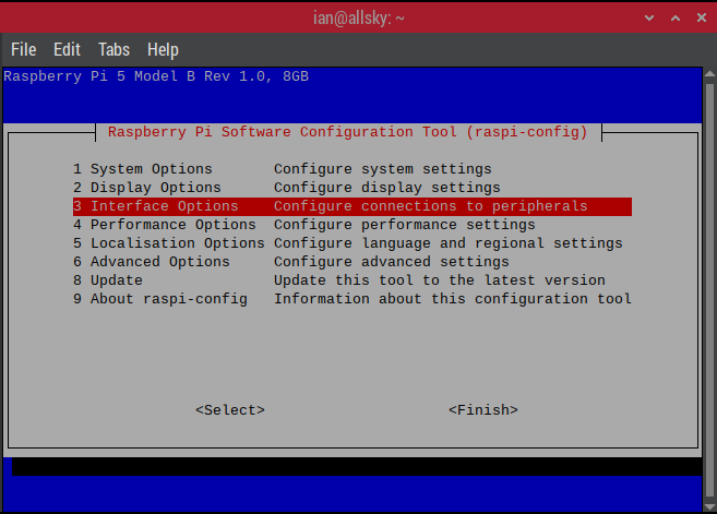 raspi-config main